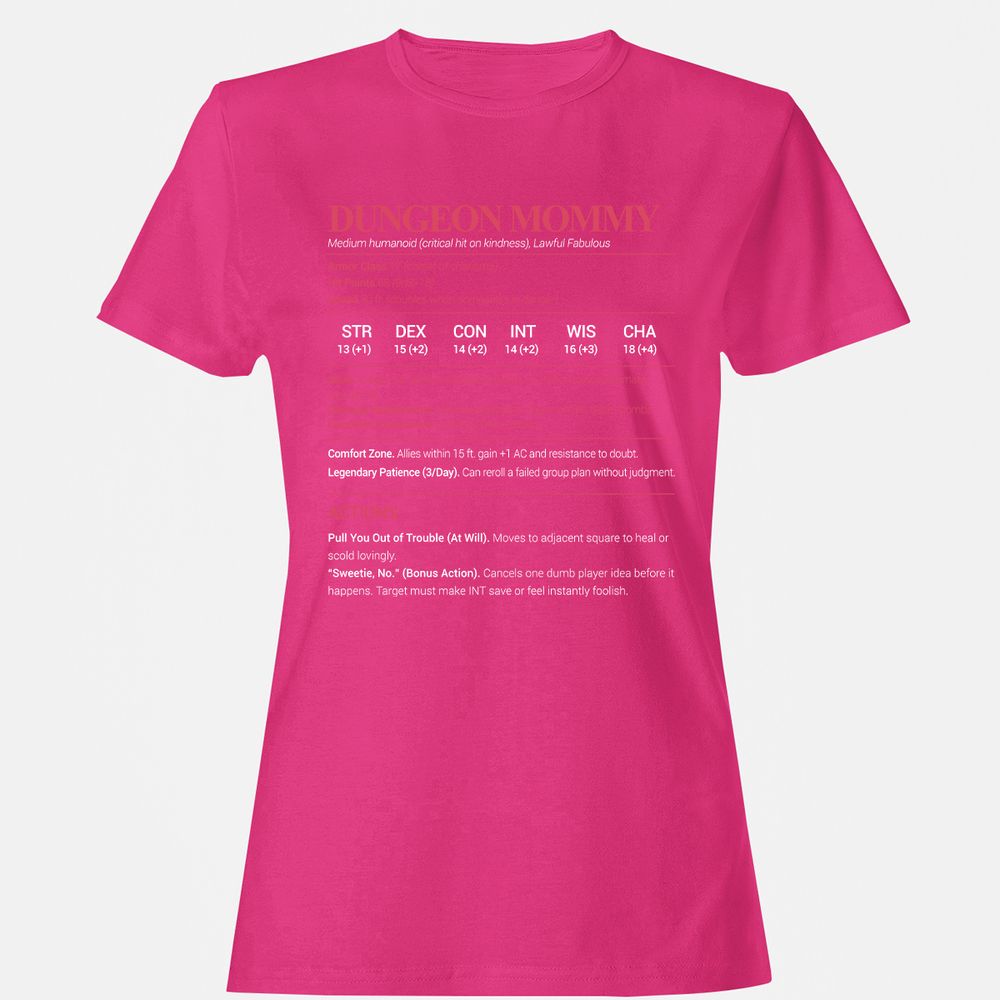 Dungeon Mommy Stats Women's T-Shirt - Heliconia - 6