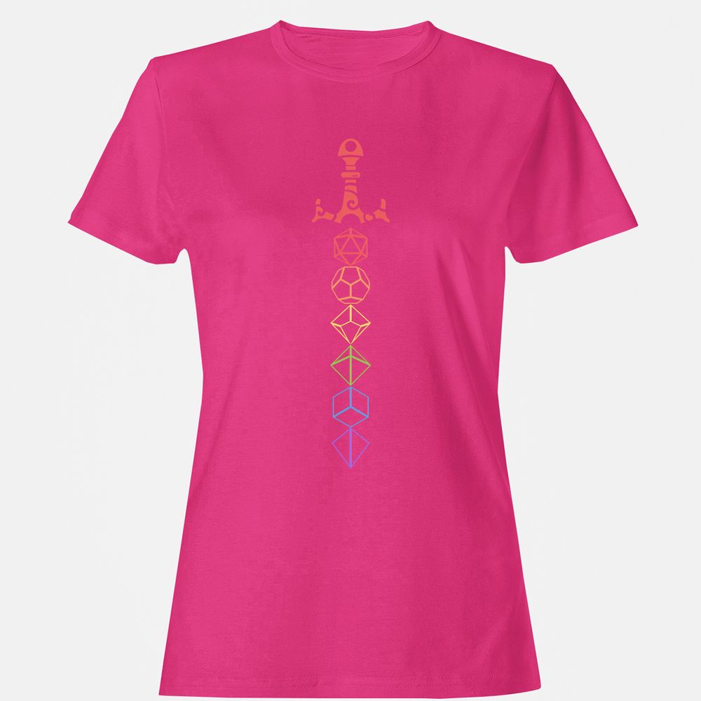 Rainbow Dice Sword LGBT Women's T-Shirt - Heliconia - 6