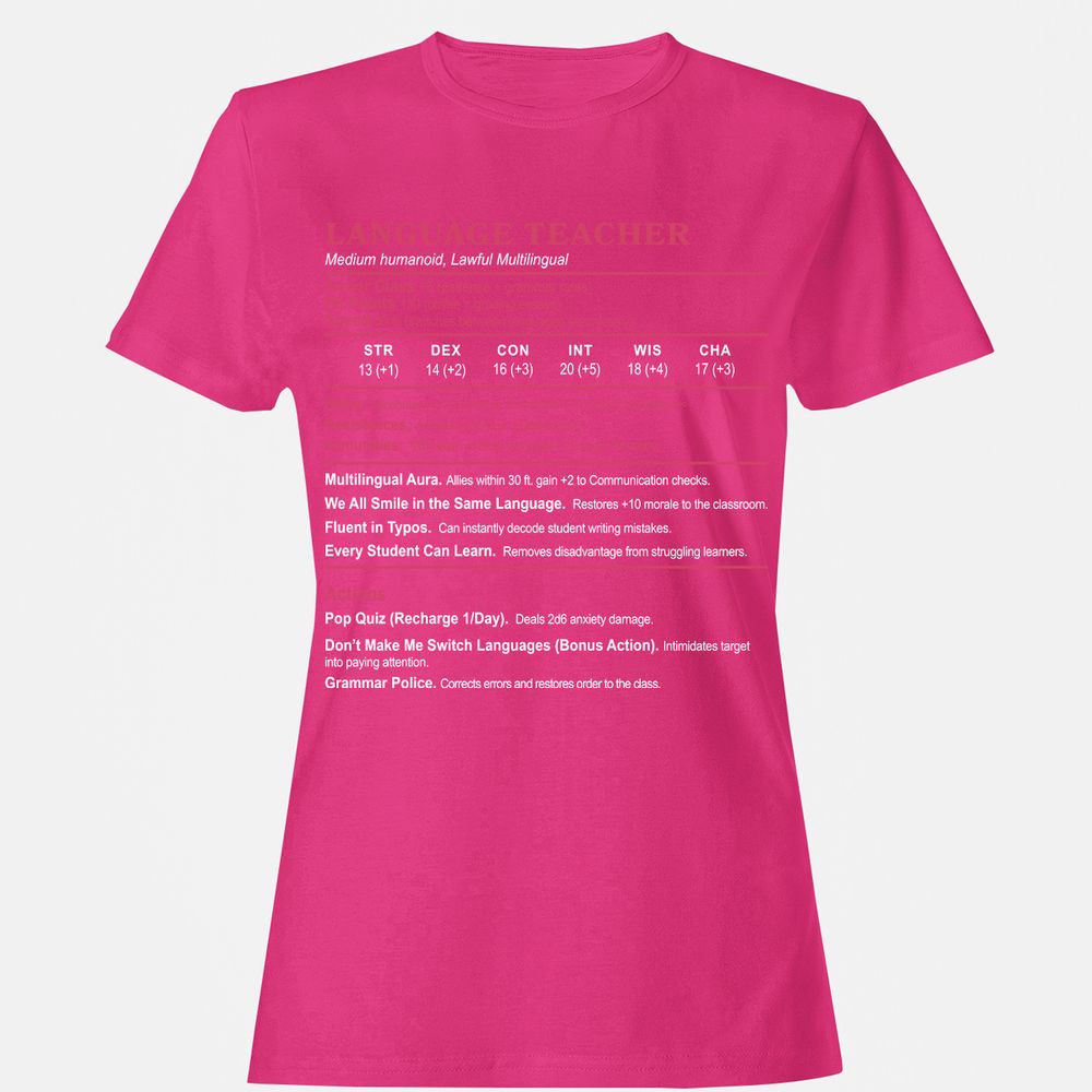 Language Teacher Women's T-Shirt - Heliconia - 6