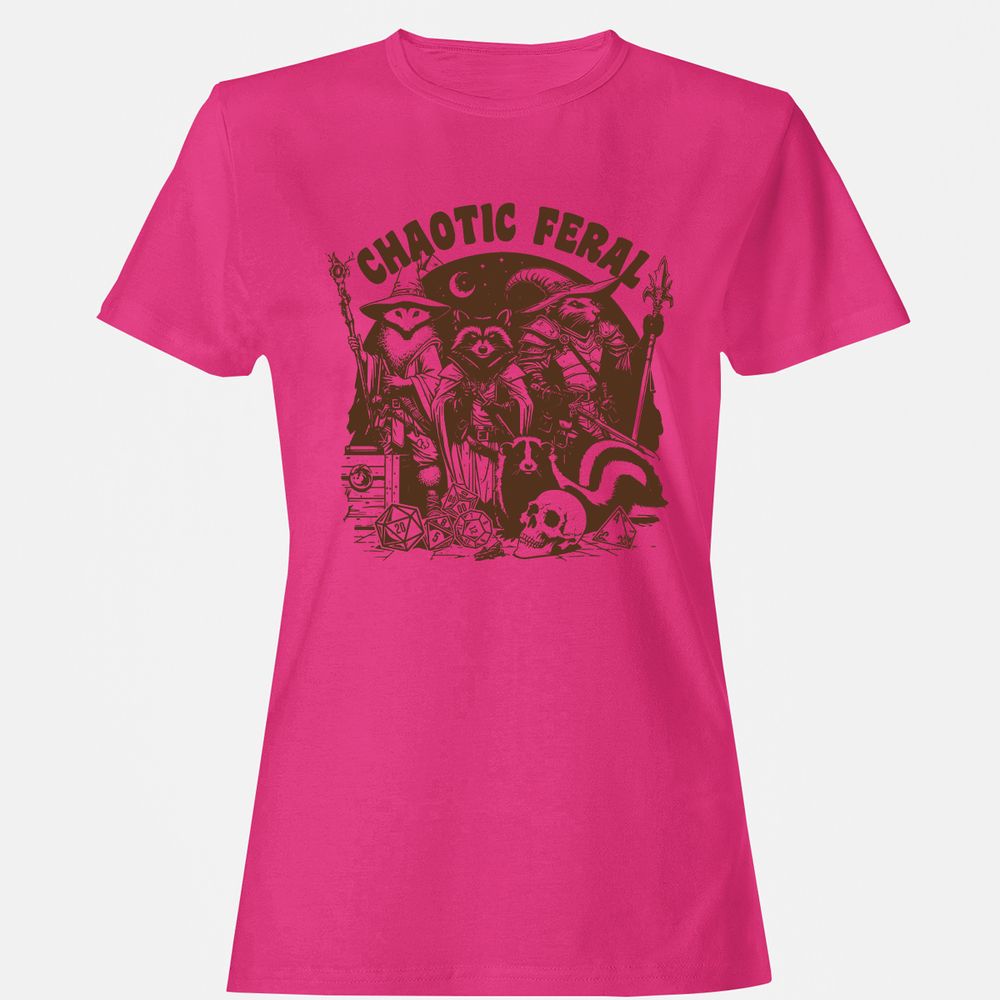 Raccoon Chaotic Feral Women's T-Shirt - Heliconia - 6
