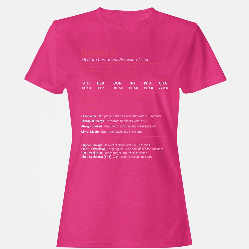 Barber Stats Women's T-Shirt - Heliconia - 6