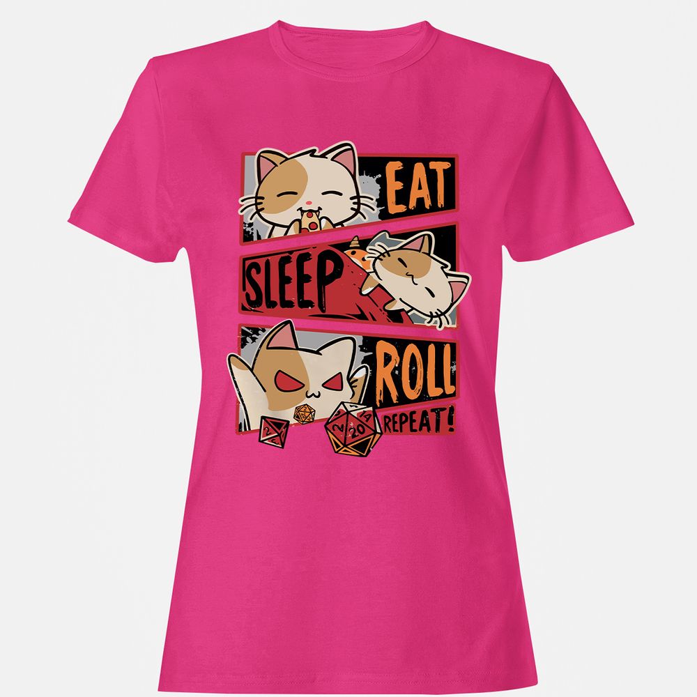 Eat Sleep Roll Repeat Women's T-Shirt - Heliconia - 6