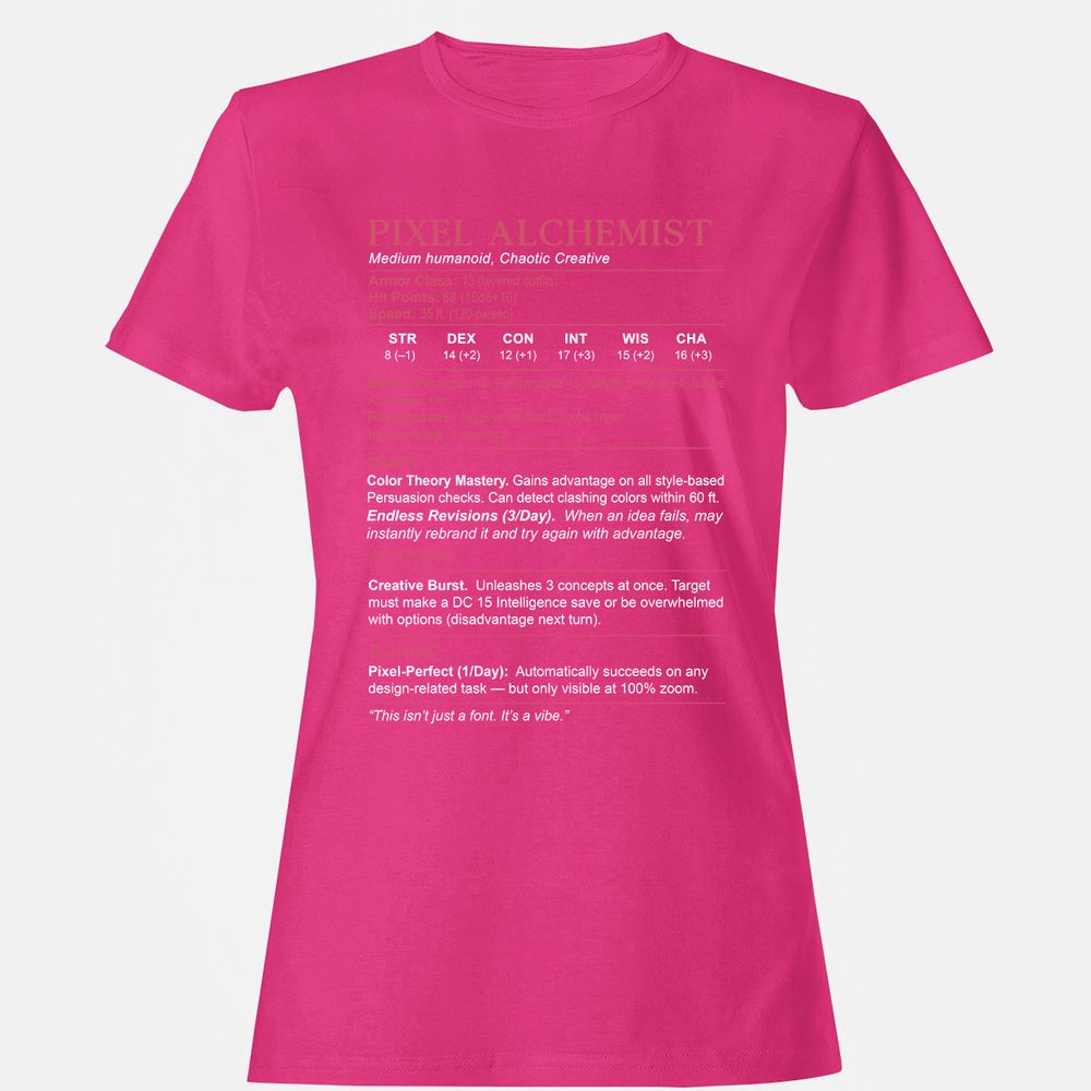 Designer Stats (Pixel Alchemist) Women's T-Shirt - Heliconia - 6