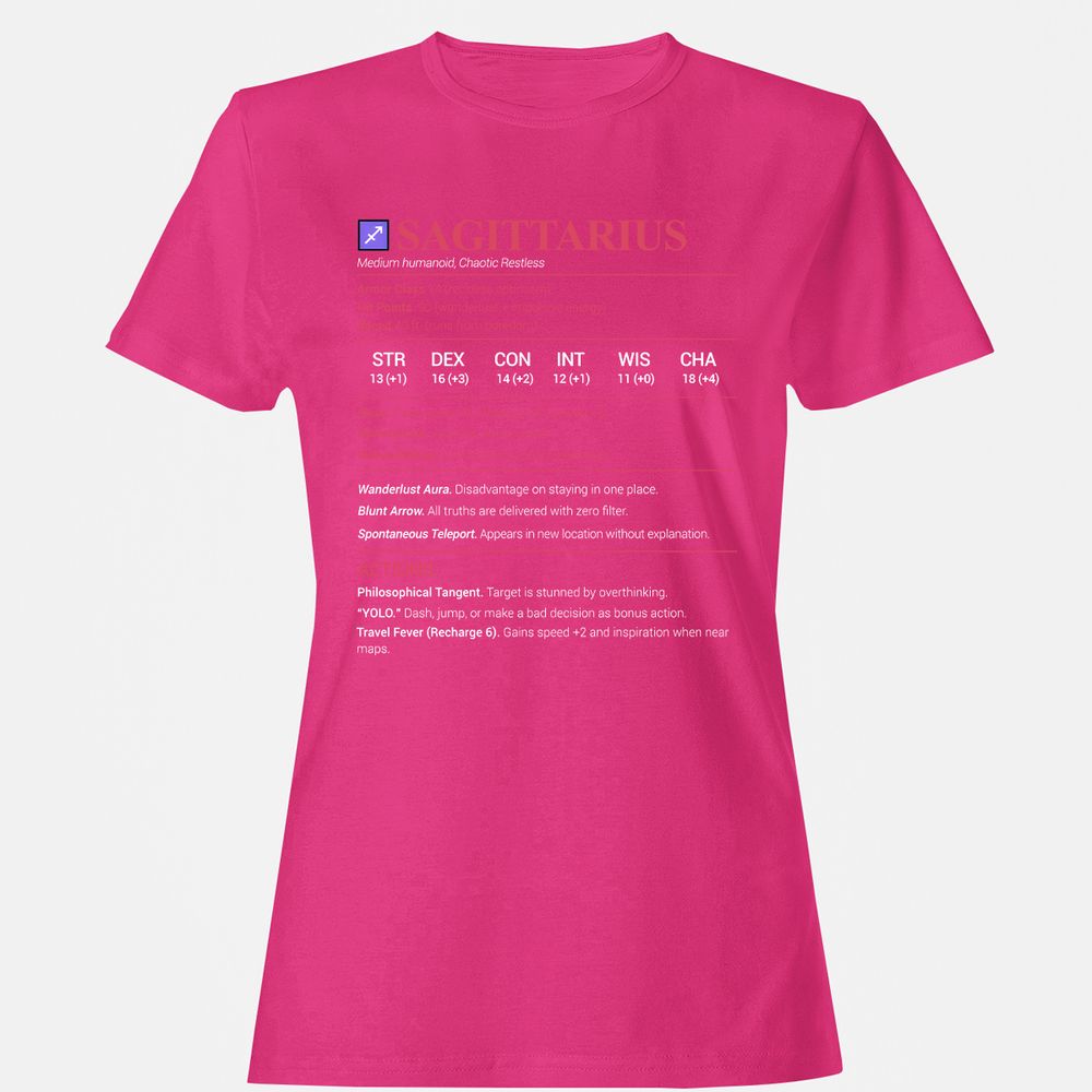 Sagittarius Stats Women's T-Shirt - Heliconia - 6