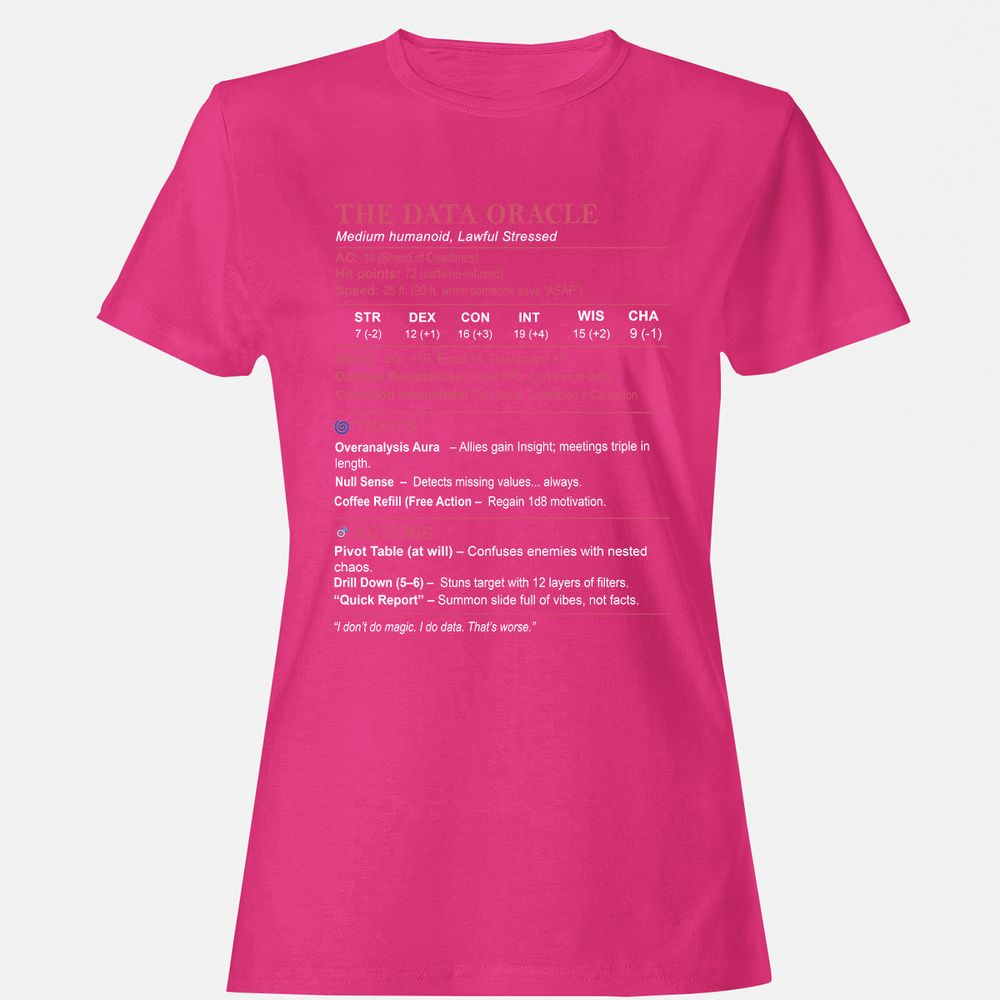 Data Analyst Stats (The Data Oracle) Women's T-Shirt - Heliconia - 6