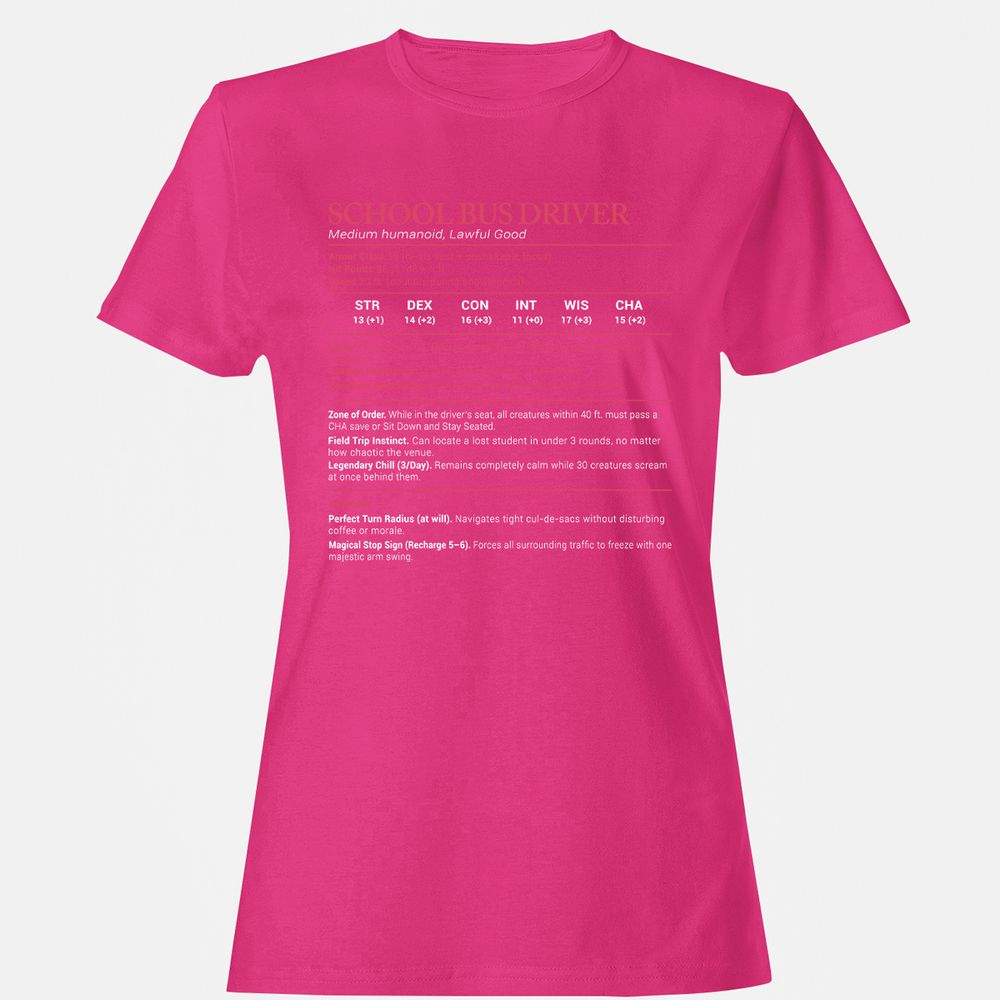School Bus Driver Stats Women's T-Shirt - Heliconia - 6