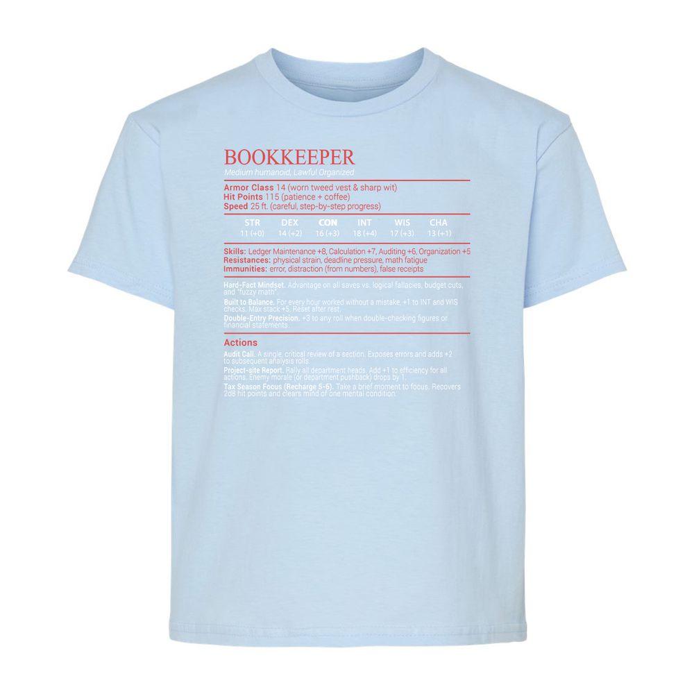 Bookkeepper Stats Block - Light Blue - 6