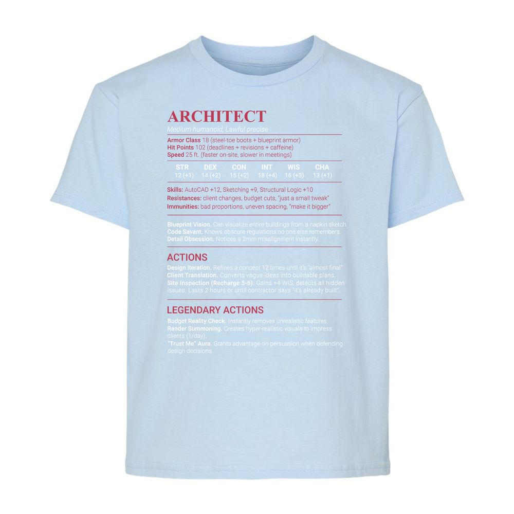 Architect Stats Kids T-Shirt - Light Blue - 6