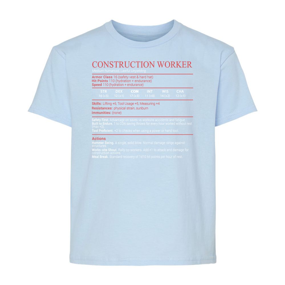 Construction Worker Stats Block - Light Blue - 6