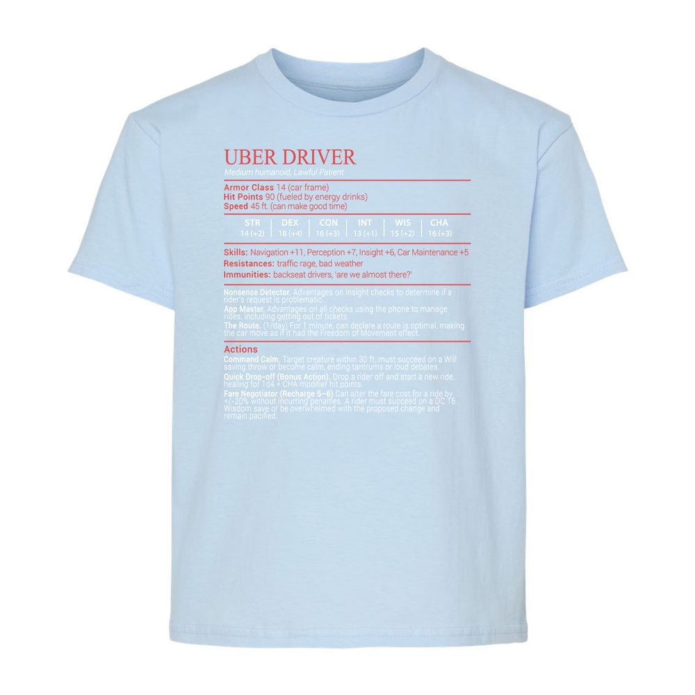 Uber Driver Stats Block Kids T-Shirt - Light Blue - 6