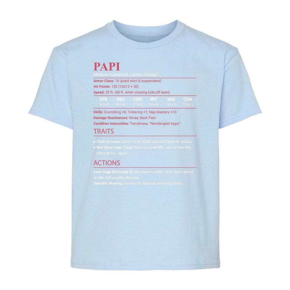 Papi Stats Kids T-Shirt - Light Blue - 6
