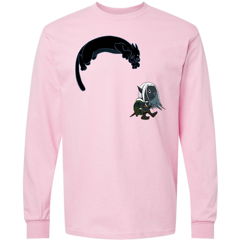 Drizzt and Guenhwyvar Long Sleeve T-Shirt - Light Pink - 6