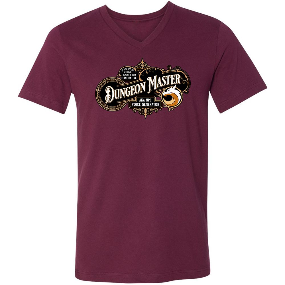 Dungeon Master Unisex V-Neck T-Shirt - Maroon - 6