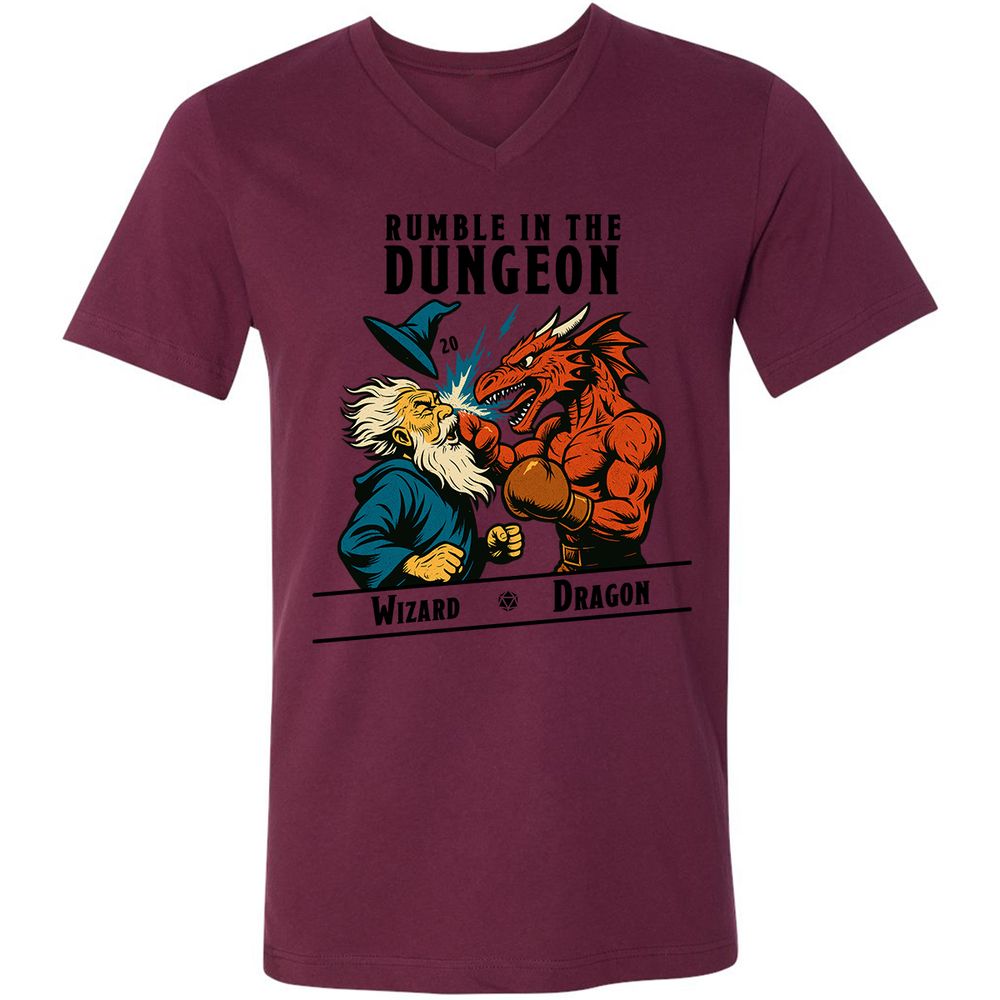 Rumble in the Dungeon Unisex V-Neck T-Shirt - Maroon - 6