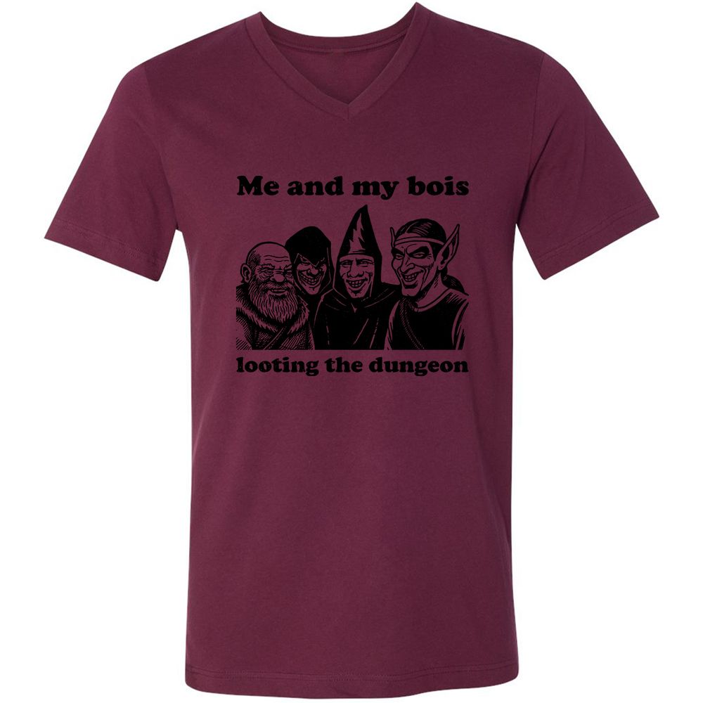 Me and my bois looting the dungeon Unisex V-Neck T-Shirt - Maroon - 6