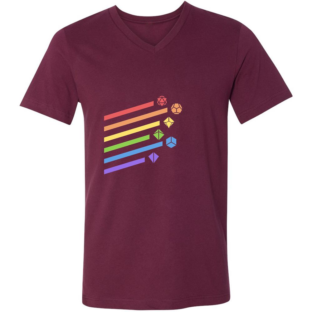 Rainbow Dice Set Unisex V-Neck T-Shirt - Maroon - 6