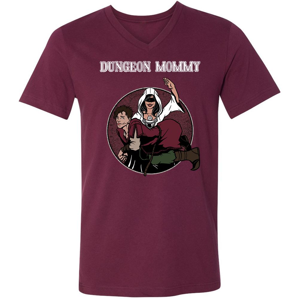 Dominant Dungeon Mommy Unisex V-Neck T-Shirt - Maroon - 6