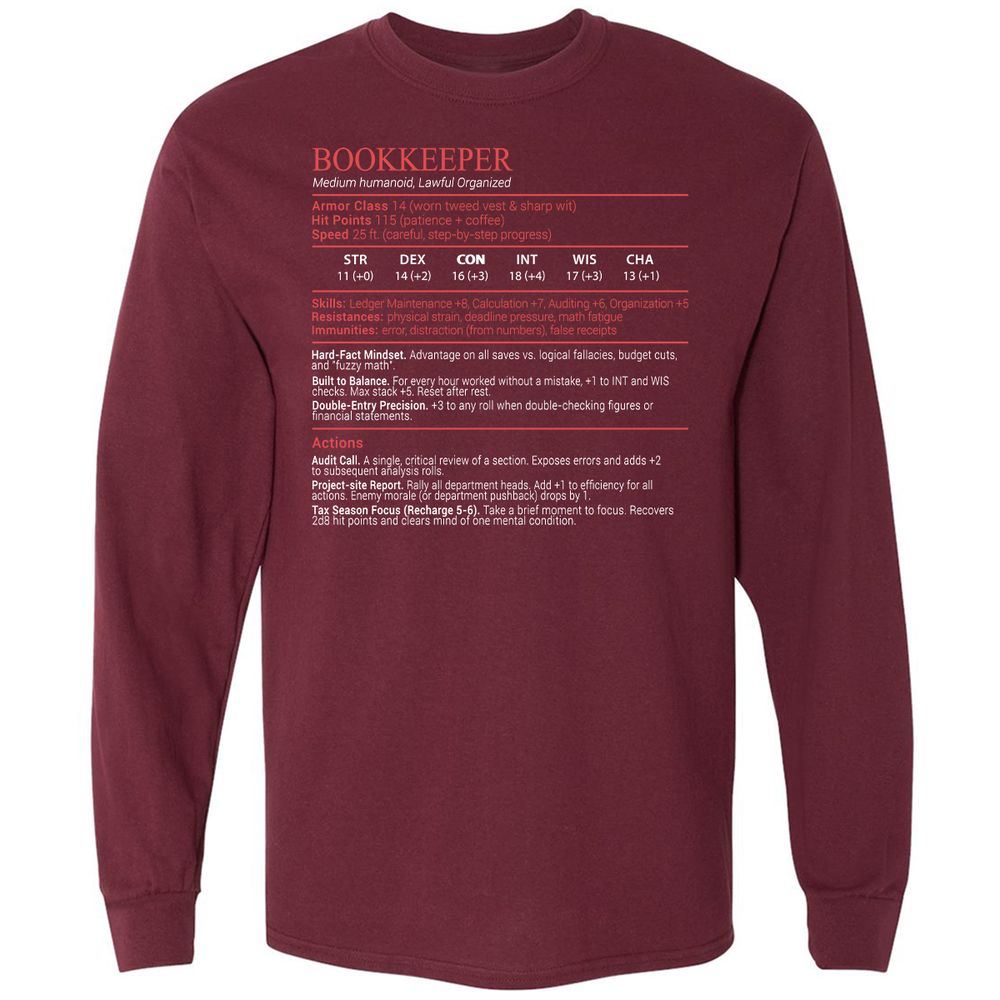 Bookkeepper Stats Block - Maroon - 6