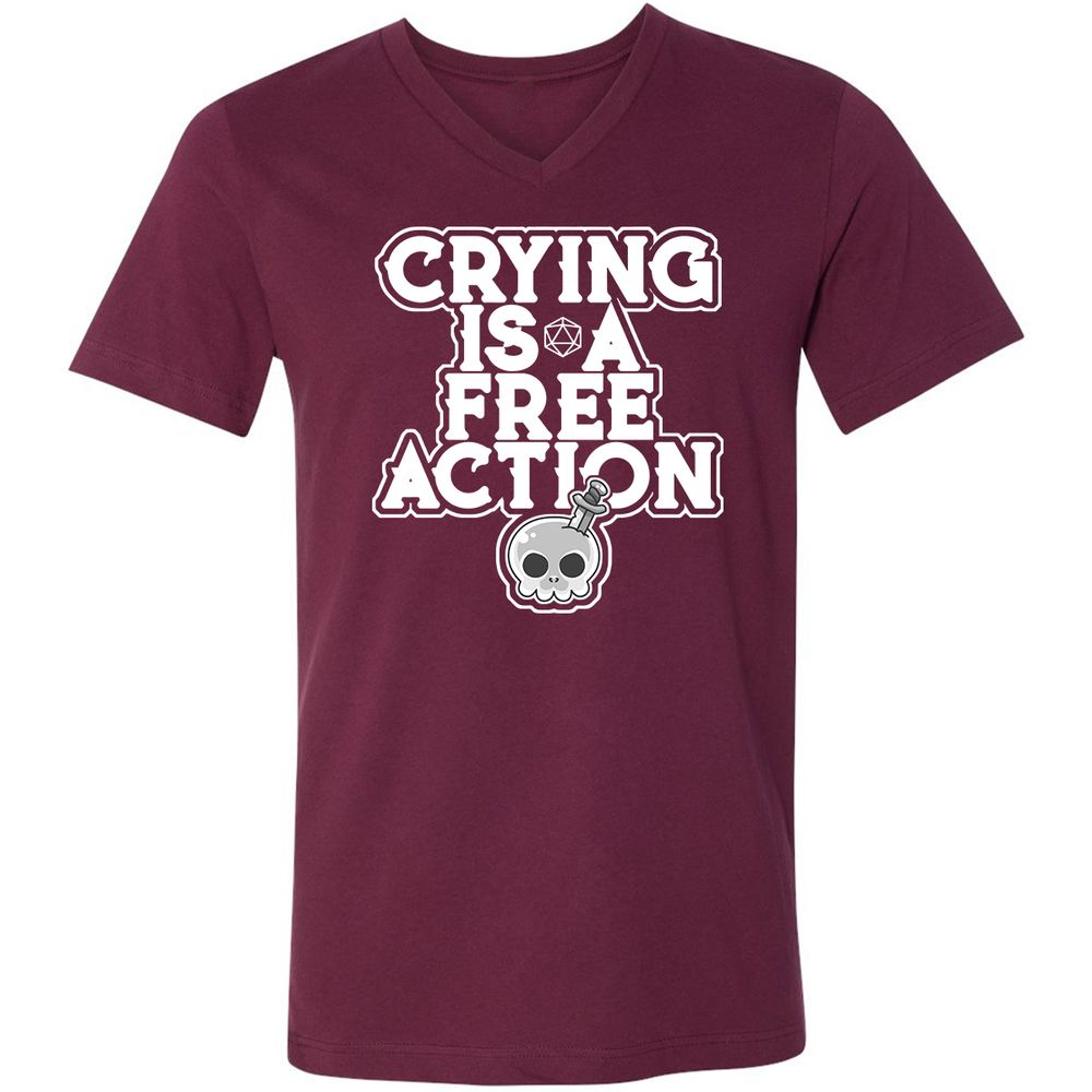 Crying Is A Free Action Unisex V-Neck T-Shirt - Maroon - 6