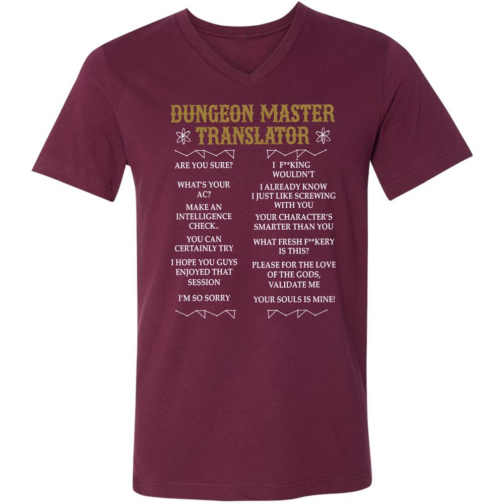 Dungeon Master Translator Unisex V-Neck T-Shirt - Maroon - 6