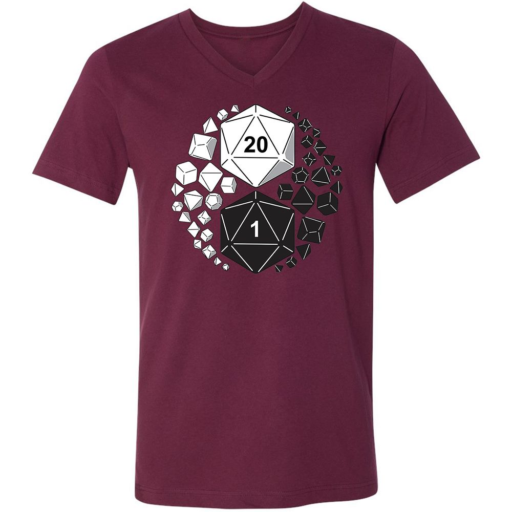 Gaming Yin Yang Unisex V-Neck T-Shirt - Maroon - 6