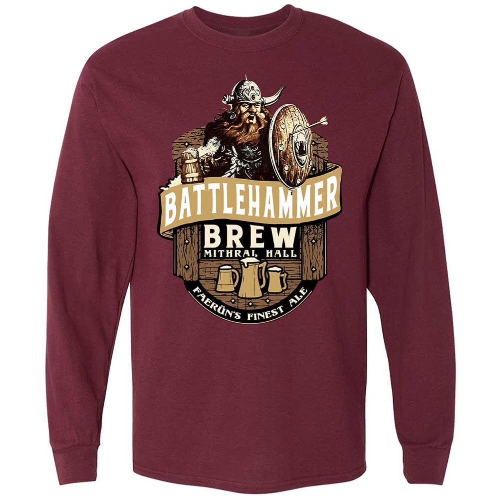 Battlehammer Brew Long Sleeve T-Shirt - Maroon - 6