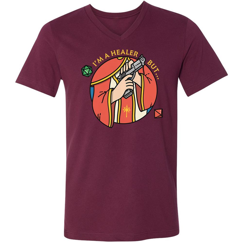 I'm A Healer But Unisex V-Neck T-Shirt - Maroon - 6
