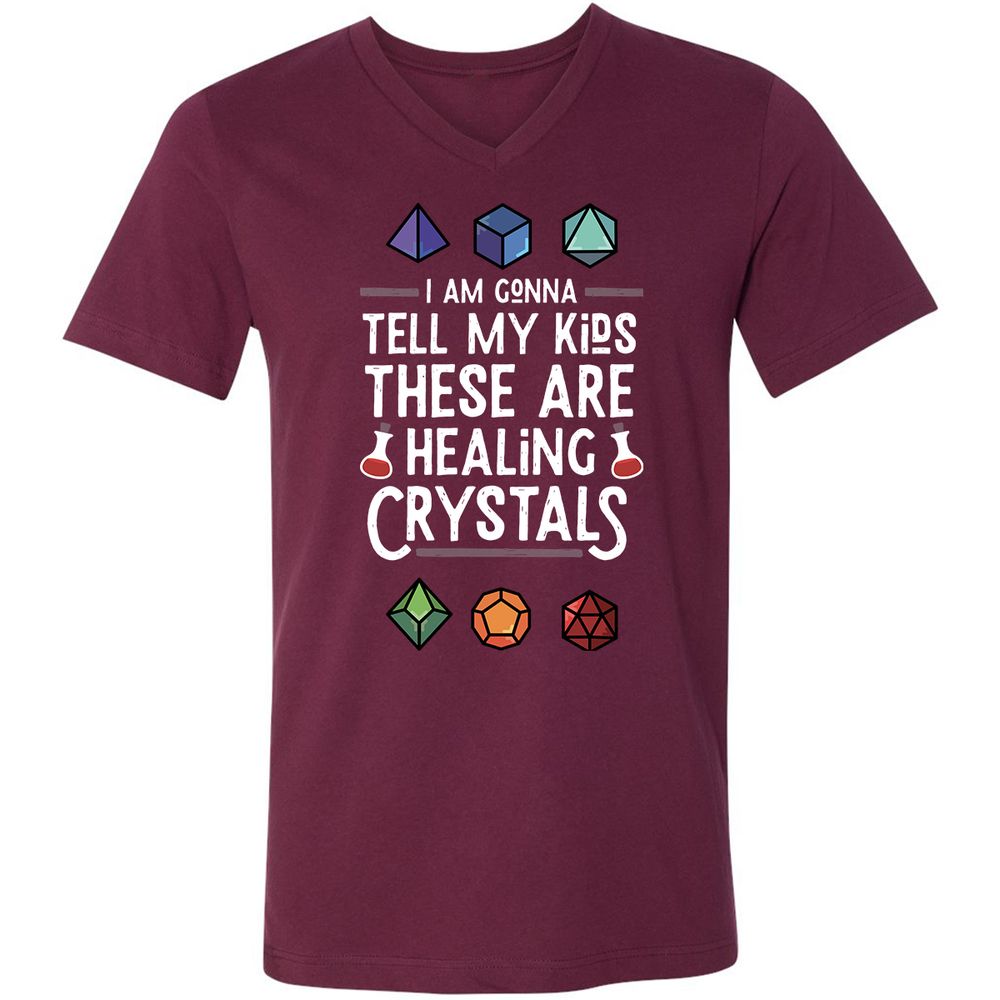 Healing Crystals Unisex V-Neck T-Shirt - Maroon - 6
