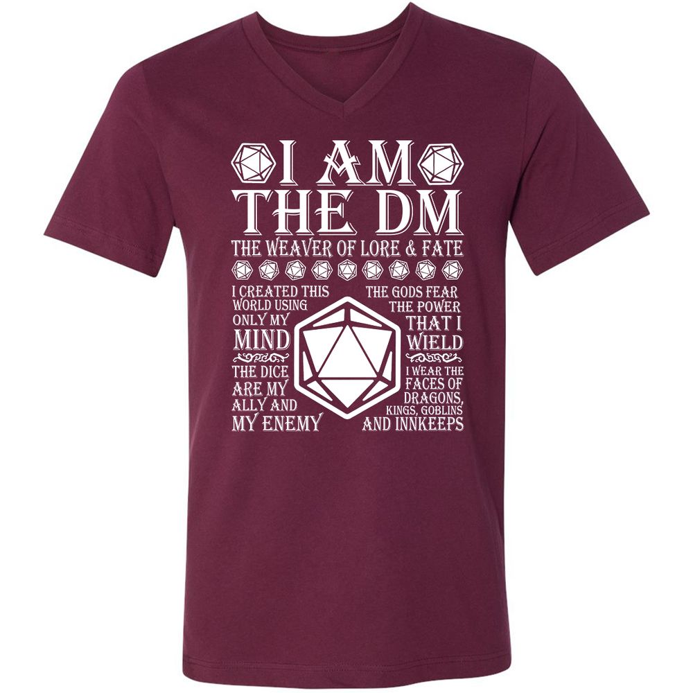 I Am The DM The Weaver Of Lore And Fate Unisex V-Neck T-Shirt - Maroon - 6
