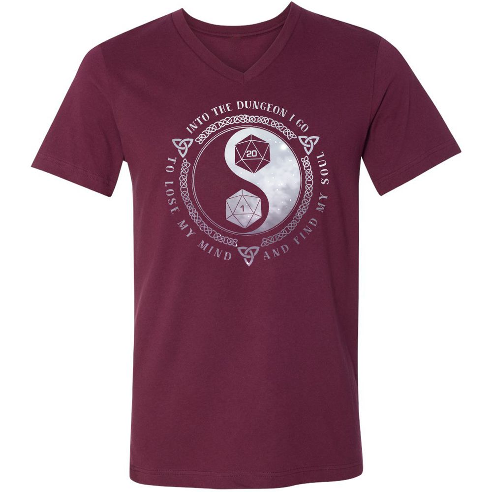 Into The Dungeon I Go Unisex V-Neck T-Shirt - Maroon - 6