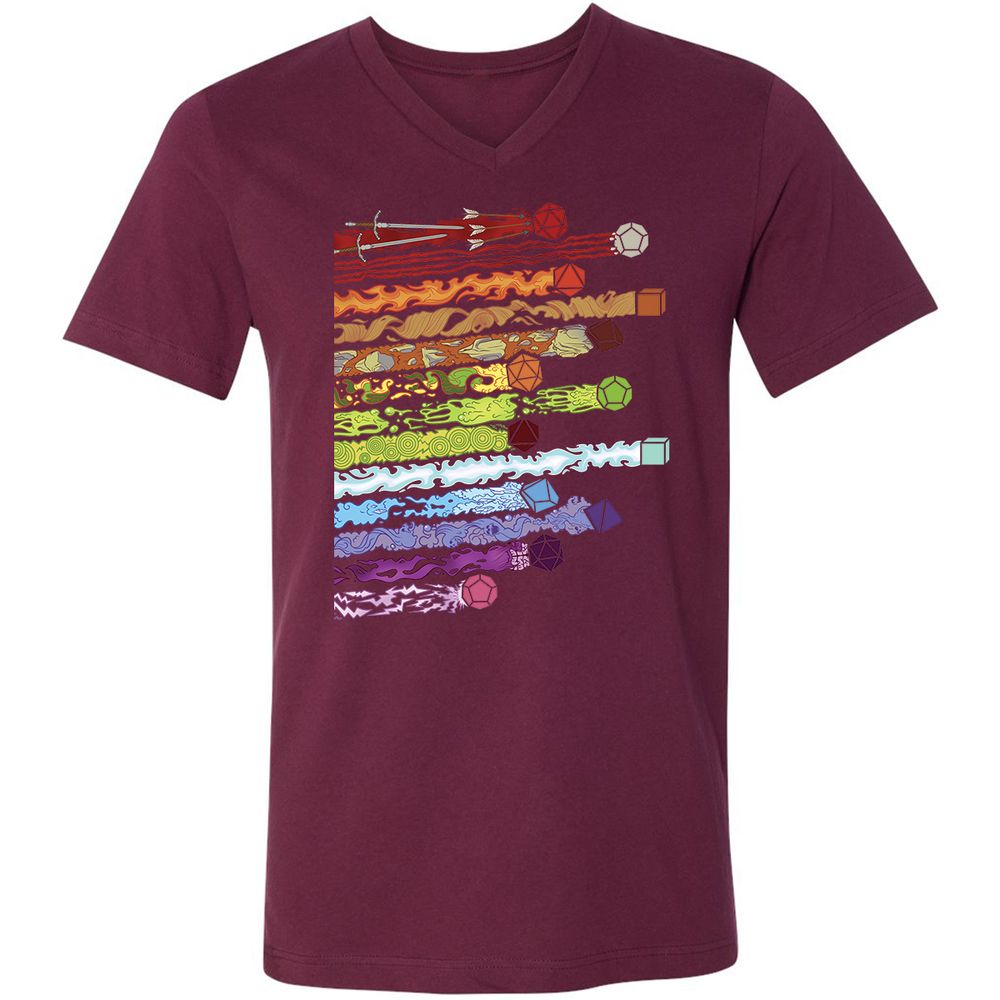Damage Dices Unisex V-Neck T-Shirt - Maroon - 6