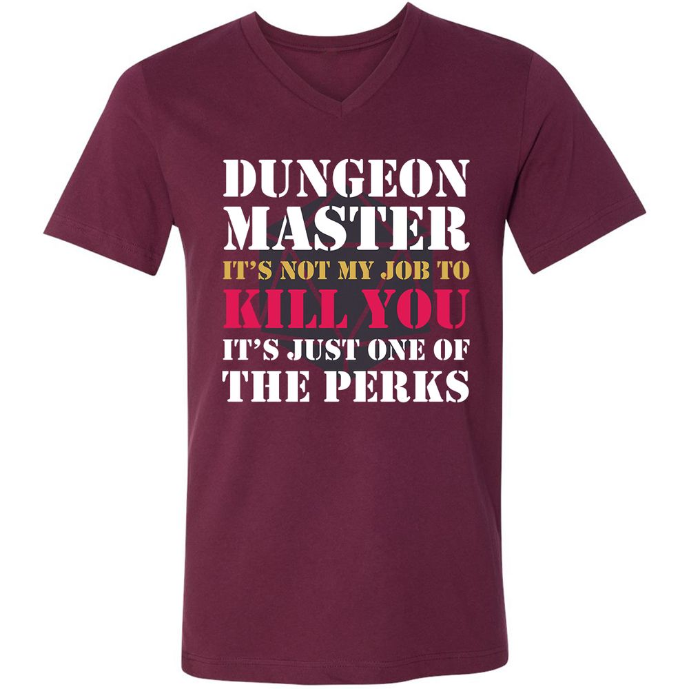 DUNGEON MASTER NOT MY JOB Unisex V-Neck T-Shirt - Maroon - 6