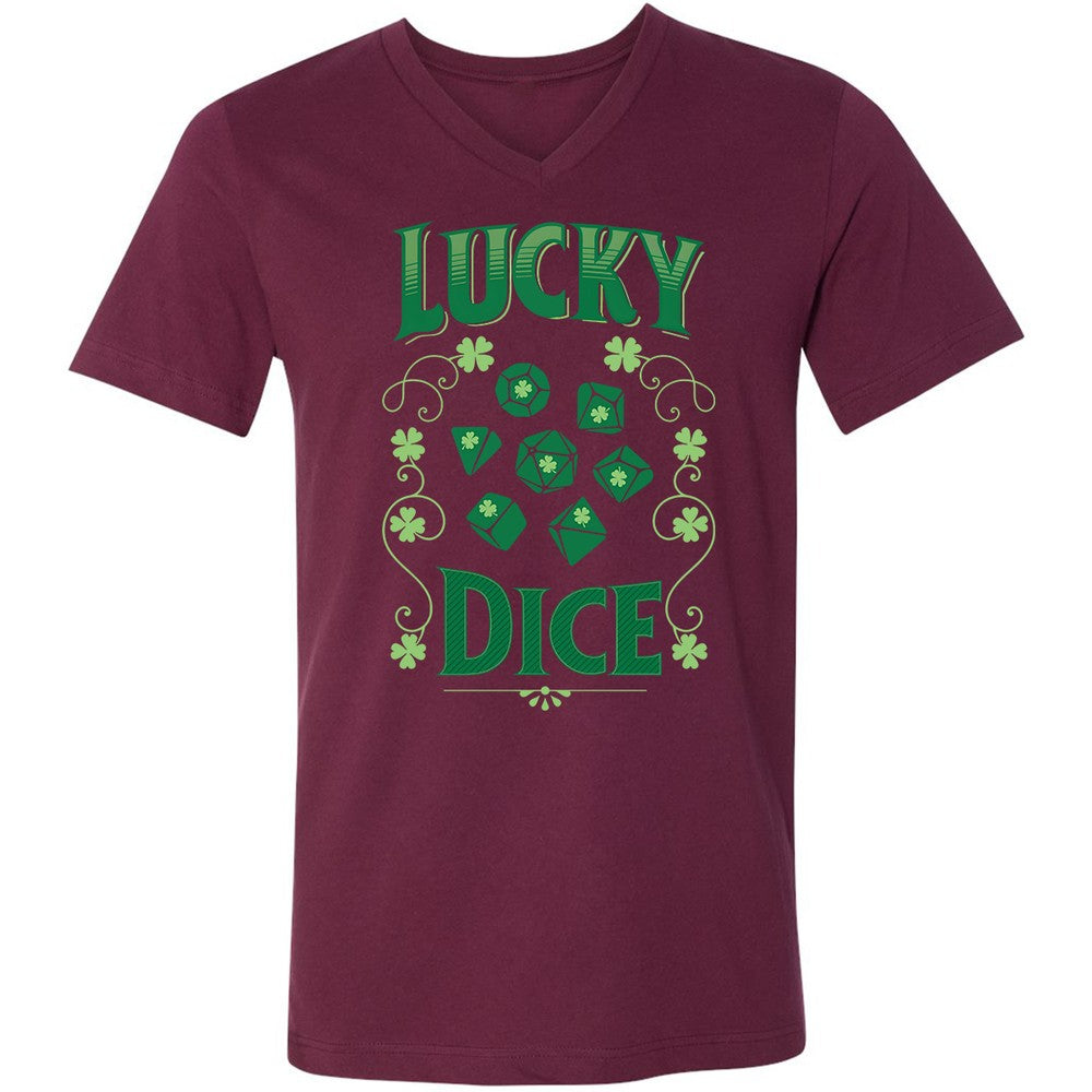 Lucky Dice Unisex V-Neck T-Shirt - Maroon - 6