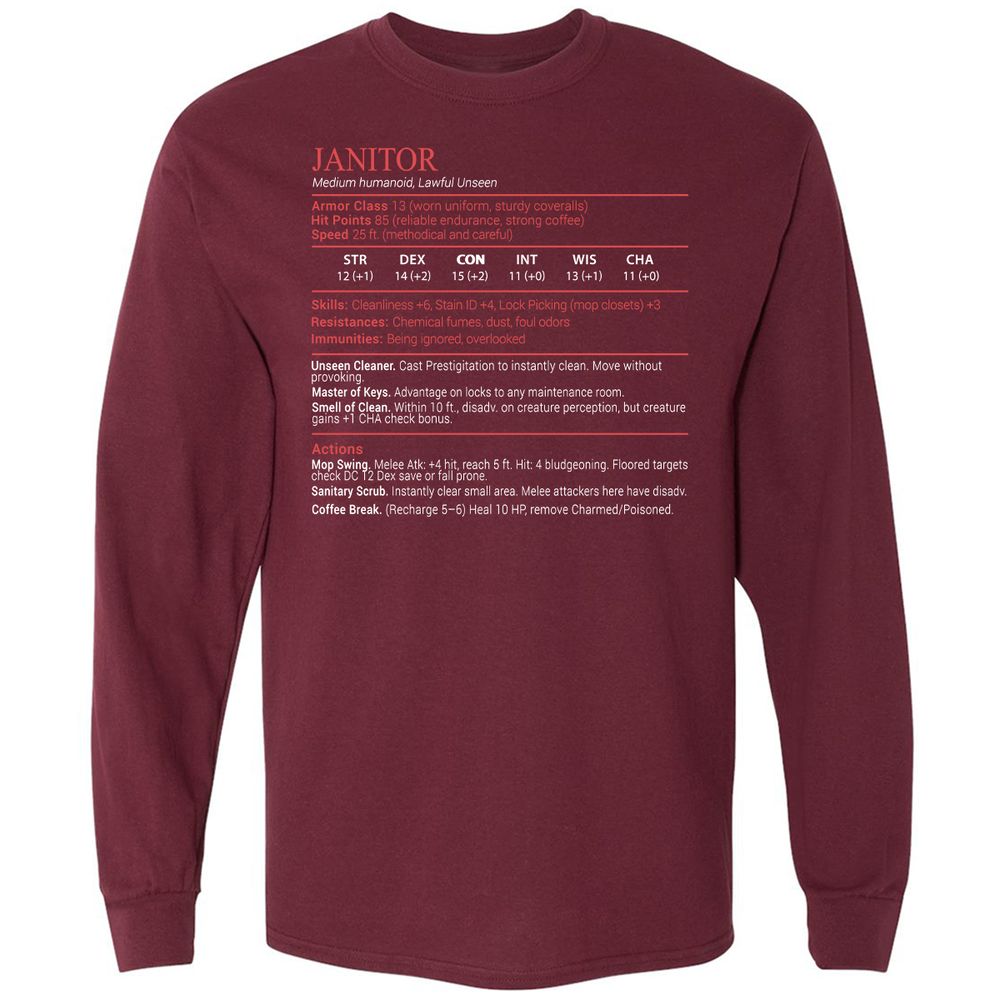 Janitor Stats Block - Maroon - 6