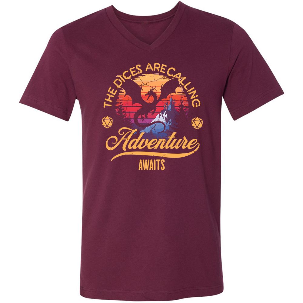 The Dices Are Calling Unisex V-Neck T-Shirt - Maroon - 6