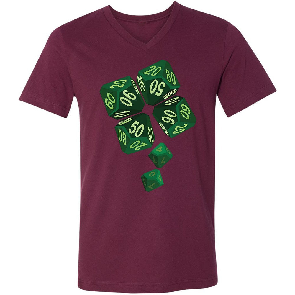 Dice Clover Unisex V-Neck T-Shirt - Maroon - 6