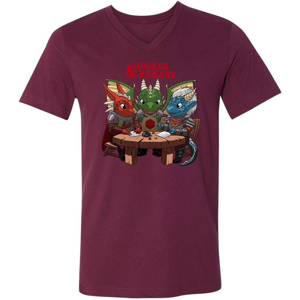 Houses & Humans Unisex V-Neck T-Shirt - Maroon - 6