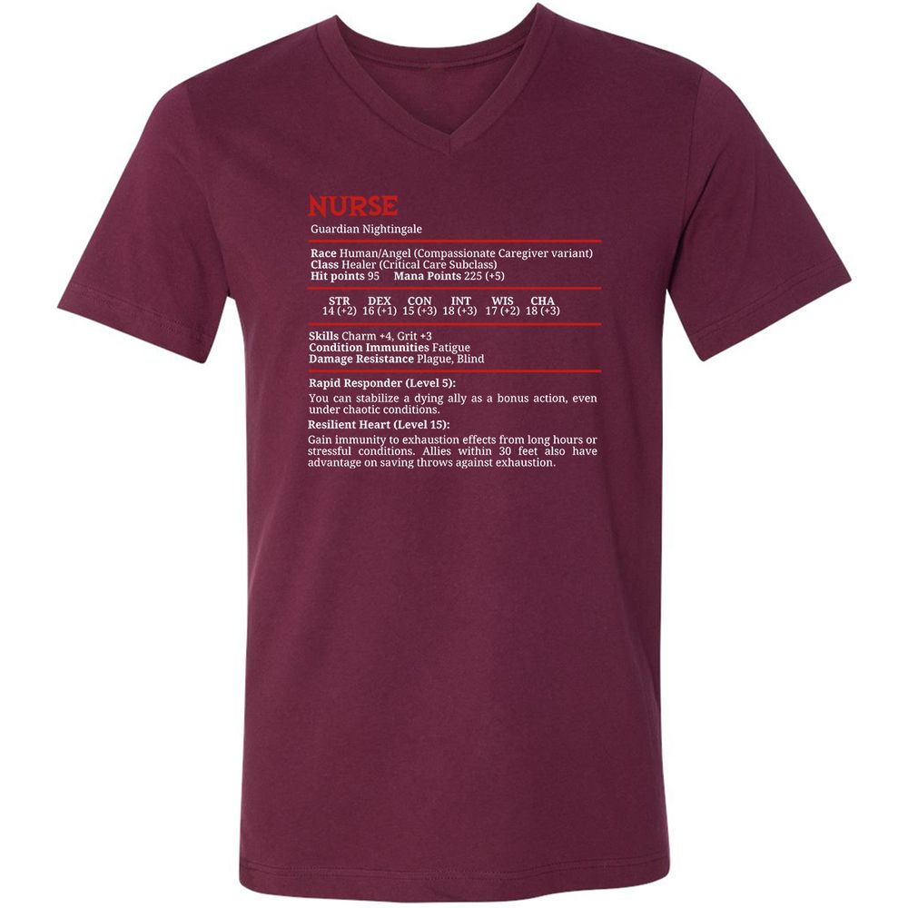 Nurse Stats Unisex V-Neck T-Shirt - Maroon - 6