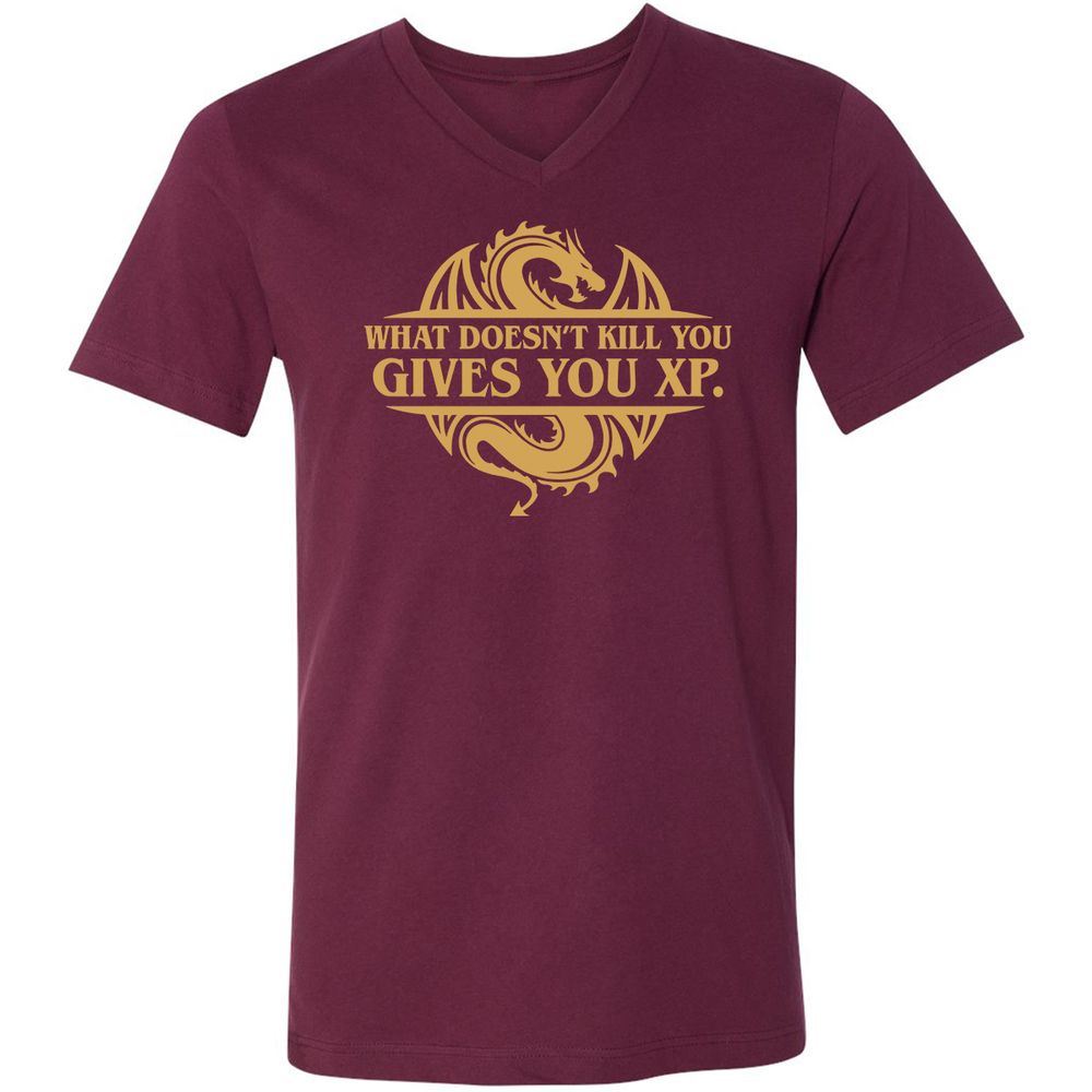 What Doesn't Kill You Gives You XP Unisex V-Neck T-Shirt - Maroon - 6