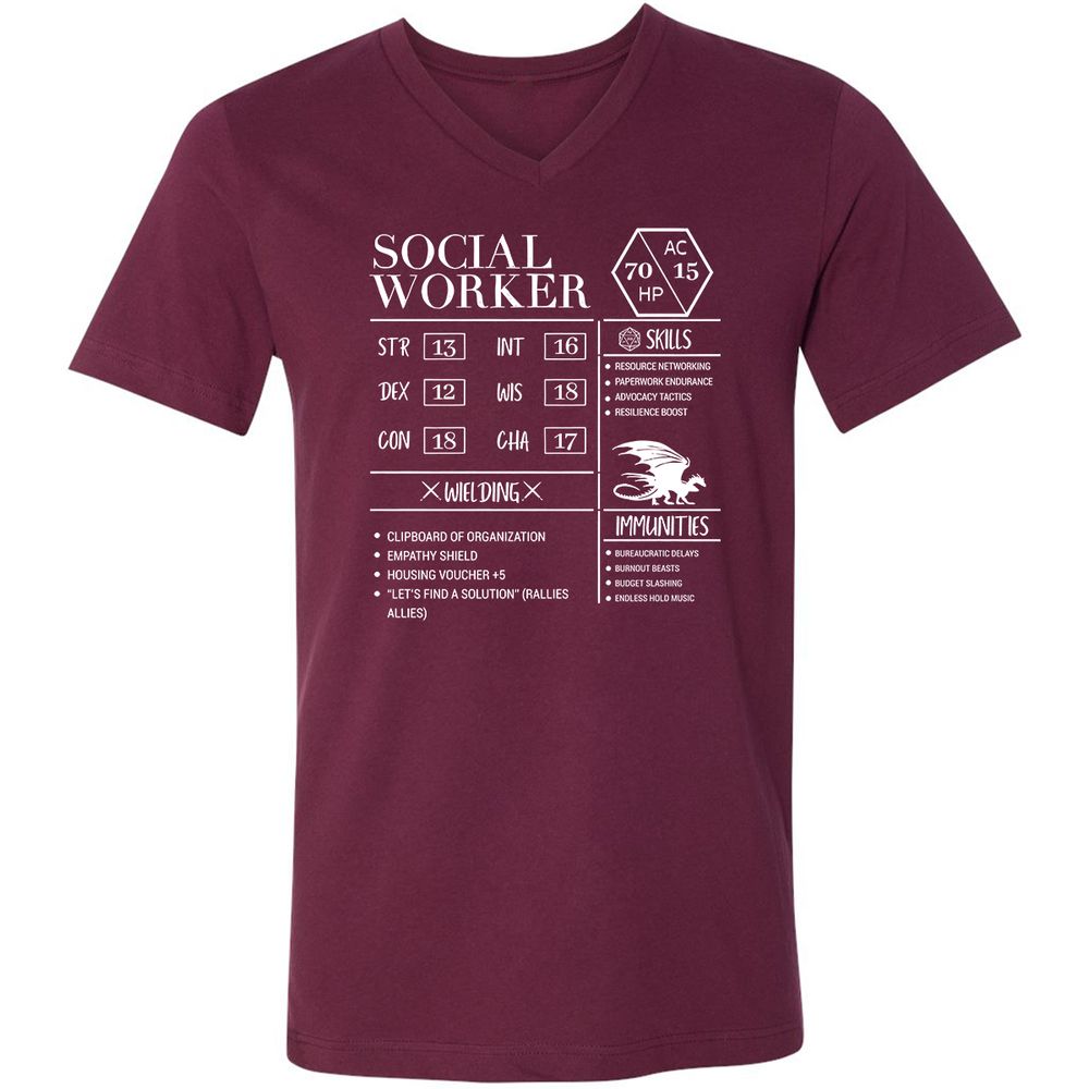 Social Worker New Unisex V-Neck T-Shirt - Maroon - 6