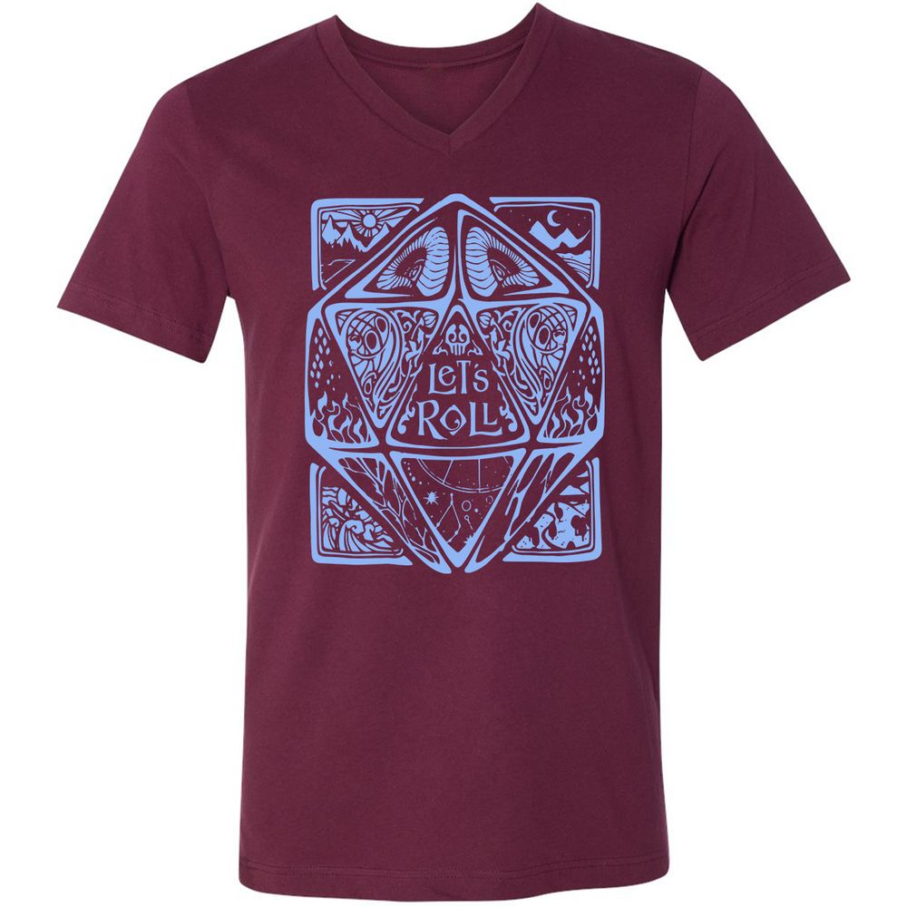 Let's Roll Unisex V-Neck T-Shirt - Maroon - 6