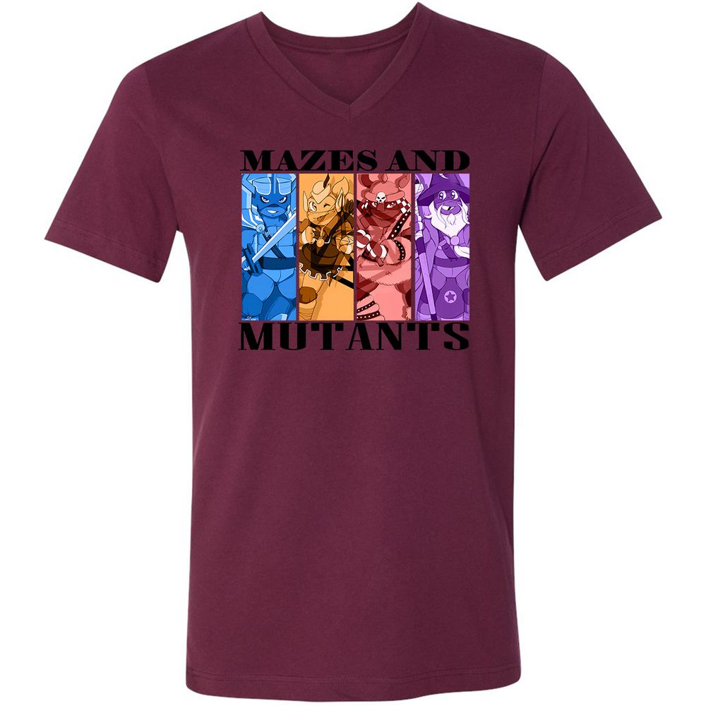 Mazes & Mutants Unisex V-Neck T-Shirt - Maroon - 6