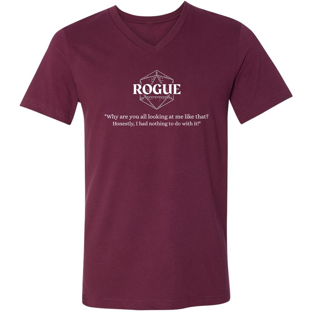 Rogue – Why Are You All Looking At Me Like That Unisex V-Neck T-Shirt - Maroon - 6