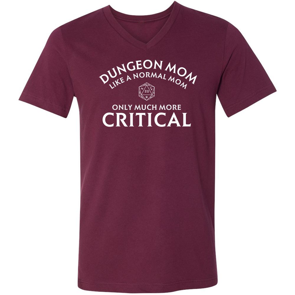Dungeon Mom Normal Mom Unisex V-Neck T-Shirt - Maroon - 6