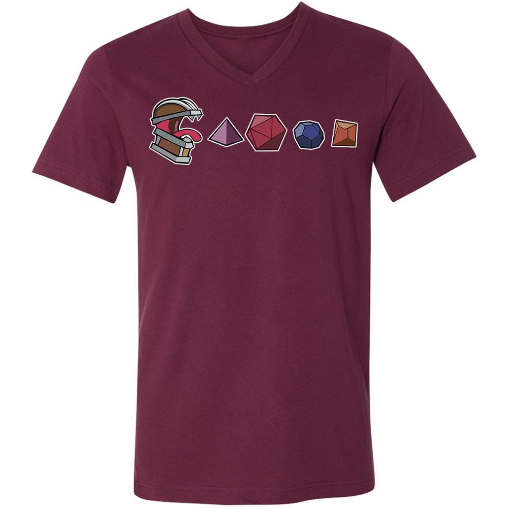 Mimic And Dices Unisex V-Neck T-Shirt - Maroon - 6