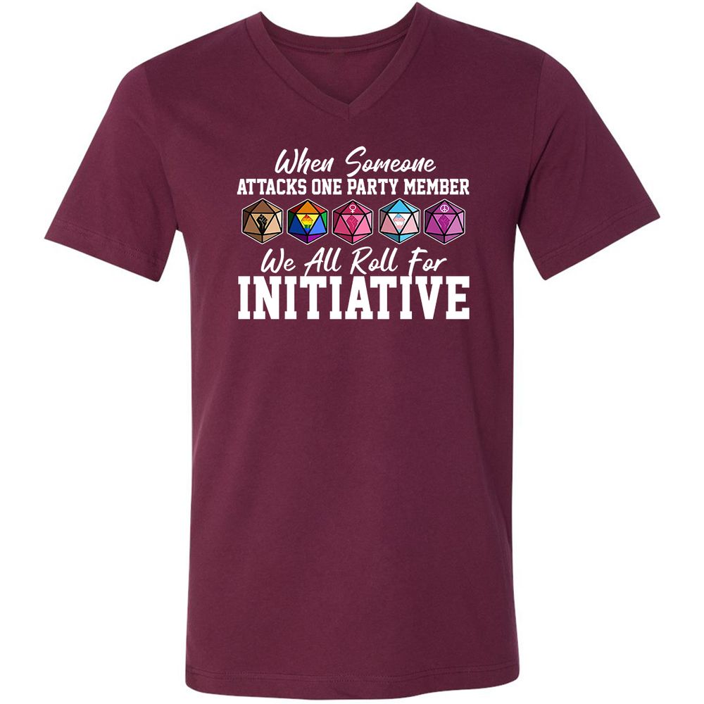 LGBT Roll For Initiative Unisex V-Neck T-Shirt - Maroon - 6