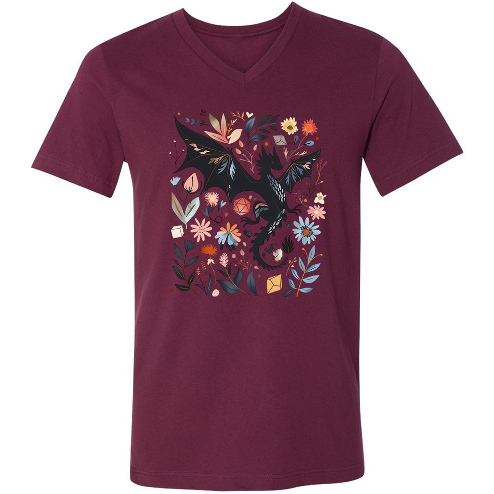 Floral DnD Dragon - Maroon - 6