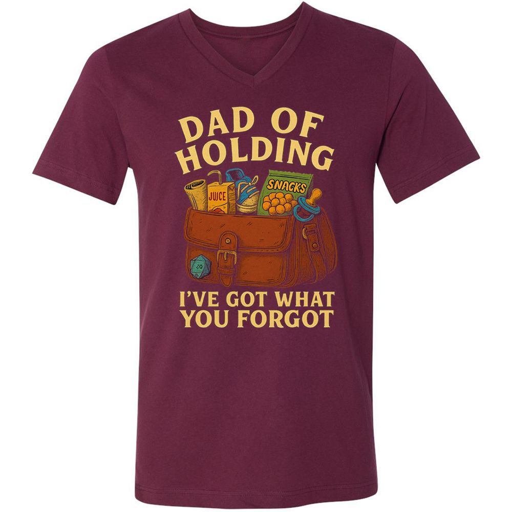 Dad Of Holding Unisex V-Neck T-Shirt - Maroon - 6