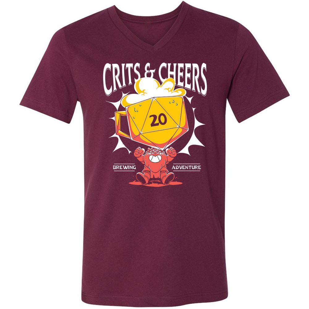 Crits & Cheers Unisex V-Neck T-Shirt - Maroon - 6
