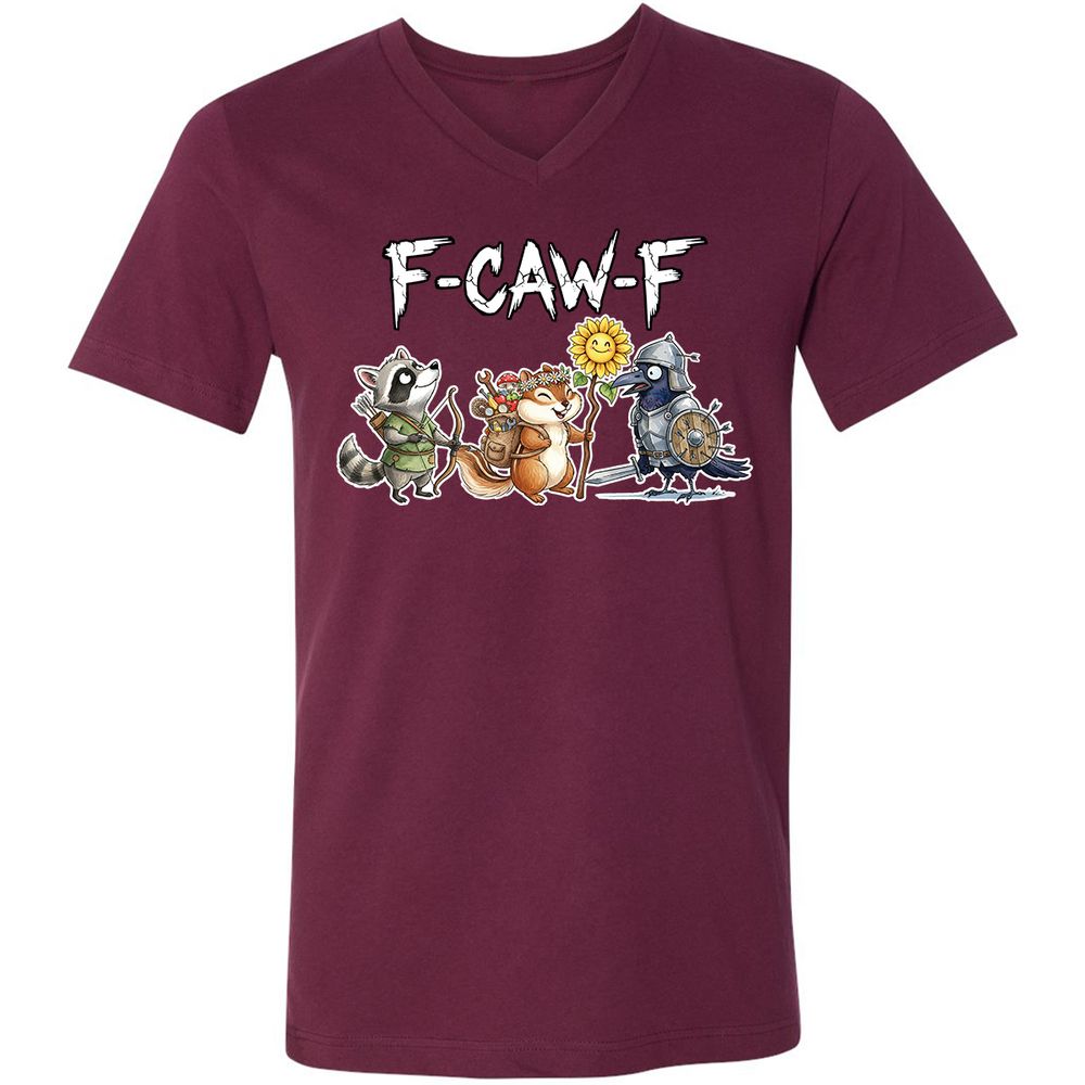 F-CAW-F Adventuring party Unisex V-Neck T-Shirt - Maroon - 6